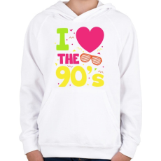 PRINTFASHION I love 90's - Gyerek kapucnis pulóver - Fehér