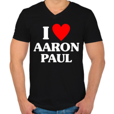 PRINTFASHION I LOVE AARON PAUL - Férfi V-nyakú póló - Fekete