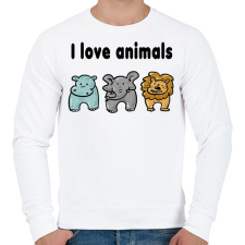 PRINTFASHION I love animals - Férfi pulóver - Fehér férfi pulóver, kardigán
