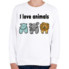 PRINTFASHION I love animals - Gyerek pulóver - Fehér gyerek pulóver, kardigán