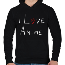 PRINTFASHION I love anime - Férfi kapucnis pulóver - Fekete férfi pulóver, kardigán