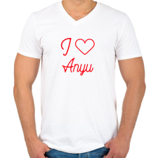 PRINTFASHION I love Anyu - Férfi V-nyakú póló - Fehér férfi póló