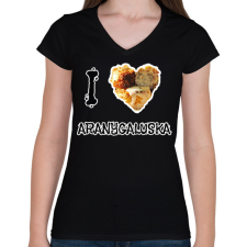 PRINTFASHION I love aranygaluska - Női V-nyakú póló - Fekete női póló