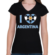 PRINTFASHION I love Argentina - Női V-nyakú póló - Fekete