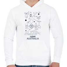 PRINTFASHION I LOVE AUSTRALIA - Férfi kapucnis pulóver - Fehér