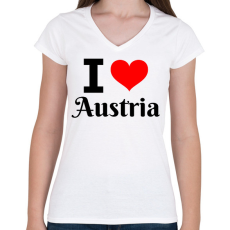 PRINTFASHION I love Austria - Női V-nyakú póló - Fehér
