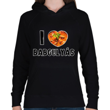 PRINTFASHION I love babgulyás - Női kapucnis pulóver - Fekete női pulóver, kardigán