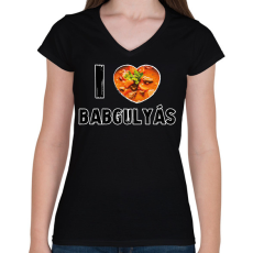 PRINTFASHION I love babgulyás - Női V-nyakú póló - Fekete