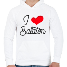 PRINTFASHION I love Balaton - Férfi kapucnis pulóver - Fehér férfi pulóver, kardigán