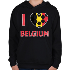 PRINTFASHION I love Belgium - Gyerek kapucnis pulóver - Fekete gyerek pulóver, kardigán