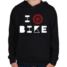 PRINTFASHION I love bike (white) - Gyerek kapucnis pulóver - Fekete