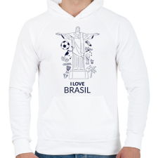 PRINTFASHION I LOVE BRASIL - Férfi kapucnis pulóver - Fehér férfi pulóver, kardigán