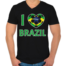 PRINTFASHION I love Brazil - Férfi V-nyakú póló - Fekete