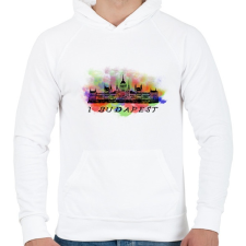 PRINTFASHION i love budapest - Férfi kapucnis pulóver - Fehér férfi pulóver, kardigán