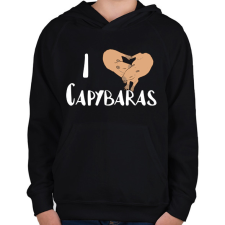 PRINTFASHION I love capybara - Gyerek kapucnis pulóver - Fekete gyerek pulóver, kardigán