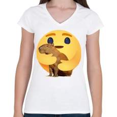PRINTFASHION I love capybara - Női V-nyakú póló - Fehér