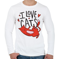 PRINTFASHION I love Cats - Férfi hosszú ujjú póló - Fehér