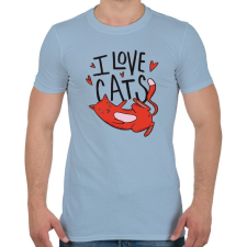 PRINTFASHION I love Cats - Férfi póló - Világoskék férfi póló
