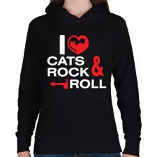 PRINTFASHION i_love_cats - Női kapucnis pulóver - Fekete női pulóver, kardigán