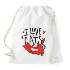 PRINTFASHION I love Cats - Sportzsák, Tornazsák - Fehér tornazsák