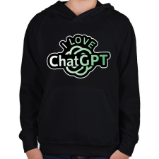 PRINTFASHION I love ChatGPT - Gyerek kapucnis pulóver - Fekete gyerek pulóver, kardigán