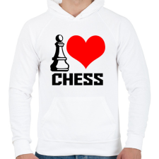 PRINTFASHION I love chess - Férfi kapucnis pulóver - Fehér férfi pulóver, kardigán