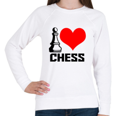 PRINTFASHION I love chess - Női pulóver - Fehér