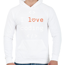 PRINTFASHION I love coding - Férfi kapucnis pulóver - Fehér