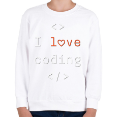 PRINTFASHION I love coding, szeretek programozni - Gyerek pulóver - Fehér