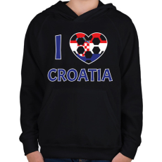 PRINTFASHION I love Croatia - Gyerek kapucnis pulóver - Fekete