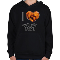 PRINTFASHION I love Csülkös pacal - Gyerek kapucnis pulóver - Fekete