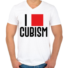 PRINTFASHION I love cubism - Férfi V-nyakú póló - Fehér férfi póló