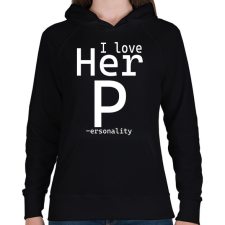 PRINTFASHION I love - férfi - Női kapucnis pulóver - Fekete női pulóver, kardigán