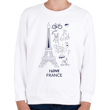 PRINTFASHION I LOVE FRANCE 1 - Gyerek pulóver - Fehér gyerek pulóver, kardigán