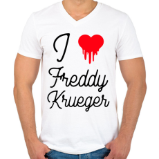 PRINTFASHION I love Freddy Krueger - Férfi V-nyakú póló - Fehér
