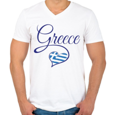 PRINTFASHION I love greece - Férfi V-nyakú póló - Fehér
