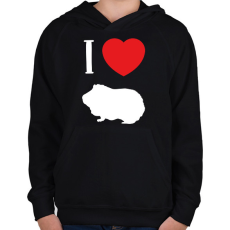 PRINTFASHION I love guinea pig (white) - Gyerek kapucnis pulóver - Fekete