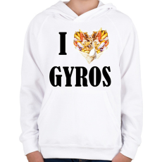 PRINTFASHION I love Gyros - Gyerek kapucnis pulóver - Fehér