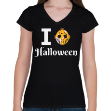 PRINTFASHION I love Halloween 4 - Női V-nyakú póló - Fekete