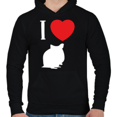 PRINTFASHION I love hamster (white) - Férfi kapucnis pulóver - Fekete