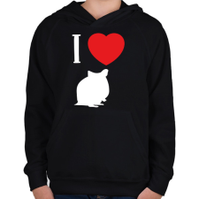 PRINTFASHION I love hamster (white) - Gyerek kapucnis pulóver - Fekete gyerek pulóver, kardigán