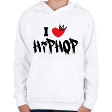 PRINTFASHION I love hiphop (black) - Gyerek kapucnis pulóver - Fehér gyerek pulóver, kardigán