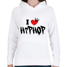 PRINTFASHION I love hiphop (black) - Női kapucnis pulóver - Fehér