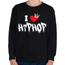 PRINTFASHION I love hiphop (white) - Gyerek pulóver - Fekete gyerek pulóver, kardigán