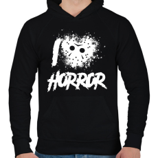 PRINTFASHION I love horror - Férfi kapucnis pulóver - Fekete