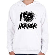 PRINTFASHION I love horror - Gyerek kapucnis pulóver - Fehér