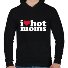 PRINTFASHION i love hot moms - Férfi kapucnis pulóver - Fekete férfi pulóver, kardigán