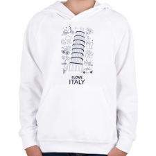 PRINTFASHION I LOVE ITALY 1 - Gyerek kapucnis pulóver - Fehér gyerek pulóver, kardigán