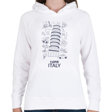 PRINTFASHION I LOVE ITALY 1 - Női kapucnis pulóver - Fehér női pulóver, kardigán