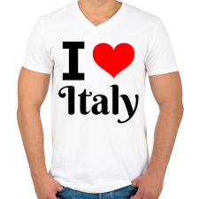 PRINTFASHION I love Italy - Férfi V-nyakú póló - Fehér férfi póló